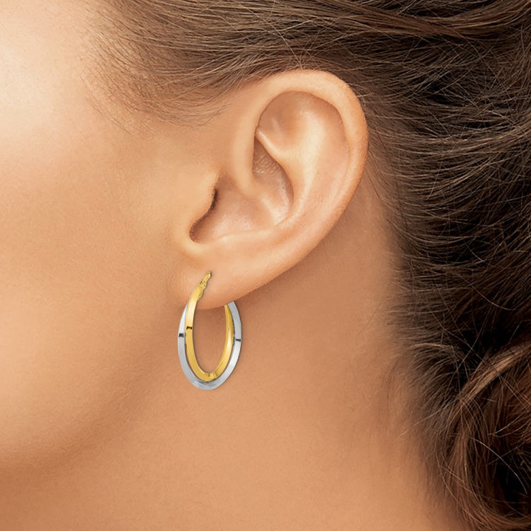 14k Two Tone Polished Double Hoops 14k Two Tone Polished Double Hoops