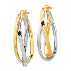 14k Two Tone Polished Oval Double Hoops 14k Two Tone Polished Oval Double Hoops