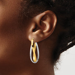 14k Two Tone Polished Oval Double Hoops 14k Two Tone Polished Oval Double Hoops