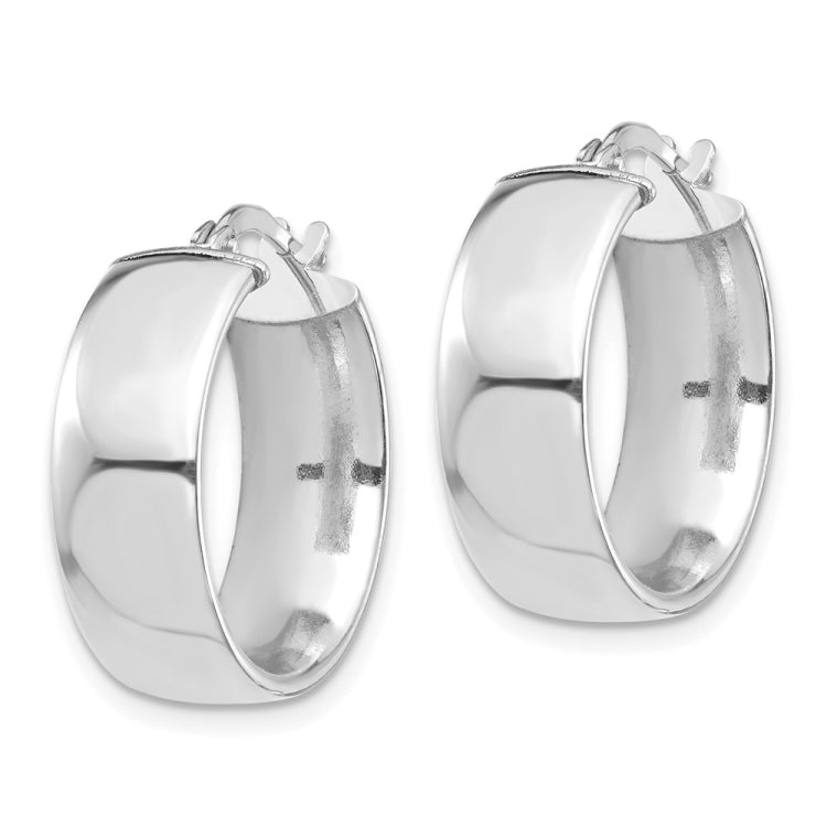 14k White Gold 7x20mm High Polished Tube Hoop Earrings 14k White Gold 7x20mm High Polished Tube Hoop Earrings