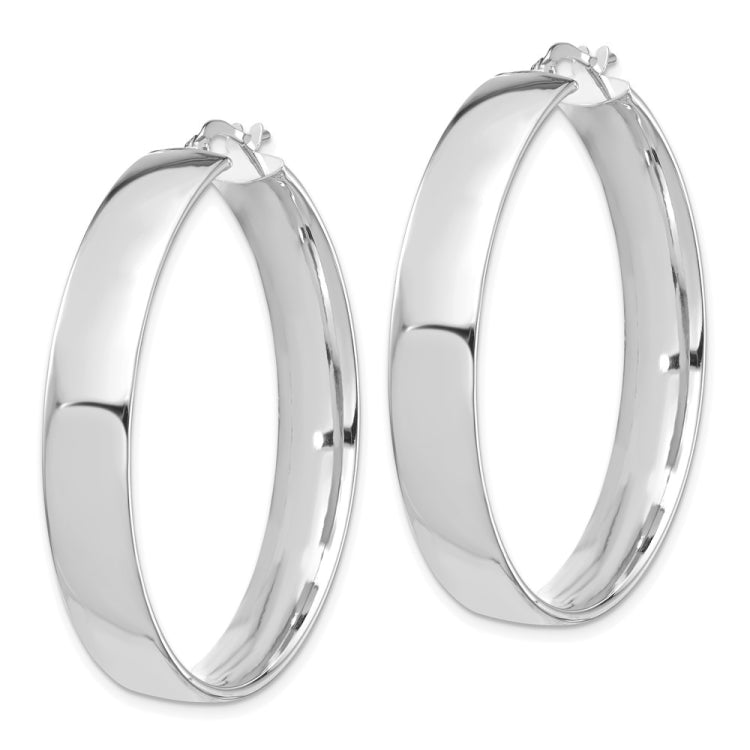 14k White Gold 7x40mm High Polished Tube Hoop Earrings 14k White Gold 7x40mm High Polished Tube Hoop Earrings