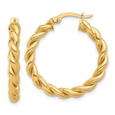 14k Polished Twisted Hoop Earrings