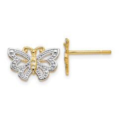 14k w/ White Rhodium Butterfly Post Earrings 14k w/ White Rhodium Butterfly Post Earrings