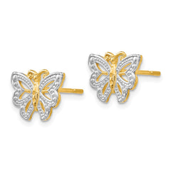 14k w/ White Rhodium Butterfly Post Earrings 14k w/ White Rhodium Butterfly Post Earrings