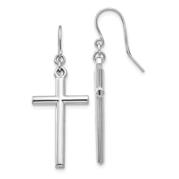 14k White Gold Hollow Cross Dangle Earrings 14k White Gold Hollow Cross Dangle Earrings