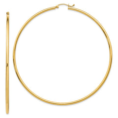 14k 2x75mm Polished Round Tube Hoop Earrings 14k 2x75mm Polished Round Tube Hoop Earrings