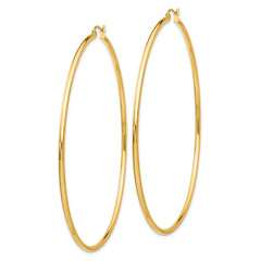 14k 2x75mm Polished Round Tube Hoop Earrings 14k 2x75mm Polished Round Tube Hoop Earrings