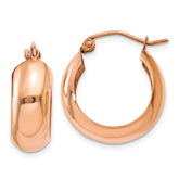 14k Rose Gold 7x19mm Polished Hoop Earrings