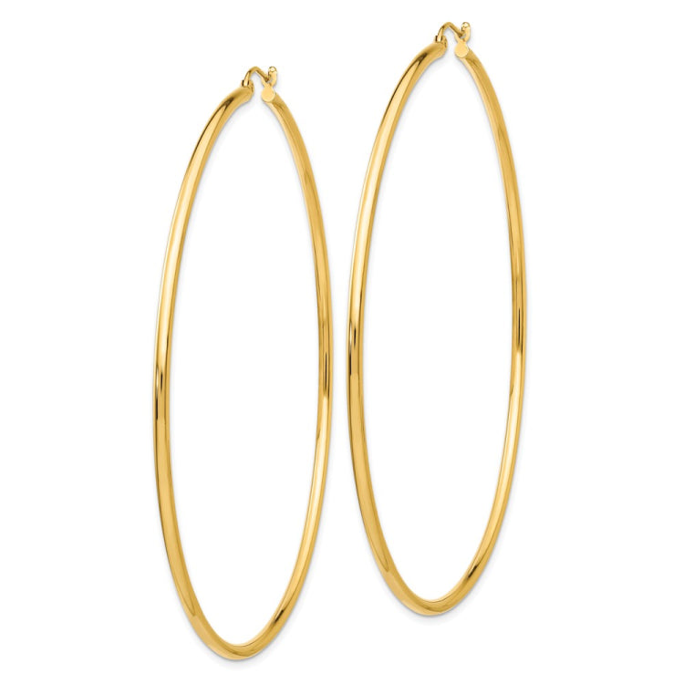 14k 2x75mm Polished Lightweight Round Tube Hoop Earrings 14k 2x75mm Polished Lightweight Round Tube Hoop Earrings