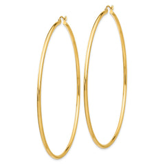 14k 2x75mm Polished Lightweight Round Tube Hoop Earrings 14k 2x75mm Polished Lightweight Round Tube Hoop Earrings
