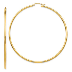 14k 2x70mm Polished Lightweight Round Tube Hoop Earrings 14k 2x70mm Polished Lightweight Round Tube Hoop Earrings
