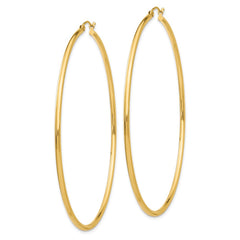 14k 2x70mm Polished Lightweight Round Tube Hoop Earrings 14k 2x70mm Polished Lightweight Round Tube Hoop Earrings