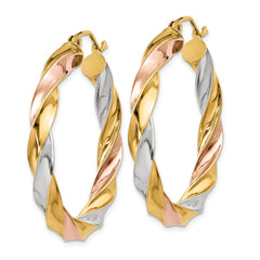 14k Tri-color Light Twisted Hoop Earrings 14k Tri-color Light Twisted Hoop Earrings