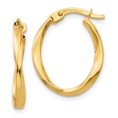 14K Gold Polished Twisted Oval Hoop Earrings 14K Gold Polished Twisted Oval Hoop Earrings
