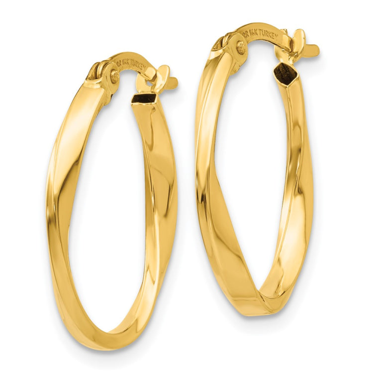 14K Gold Polished Twisted Oval Hoop Earrings 14K Gold Polished Twisted Oval Hoop Earrings