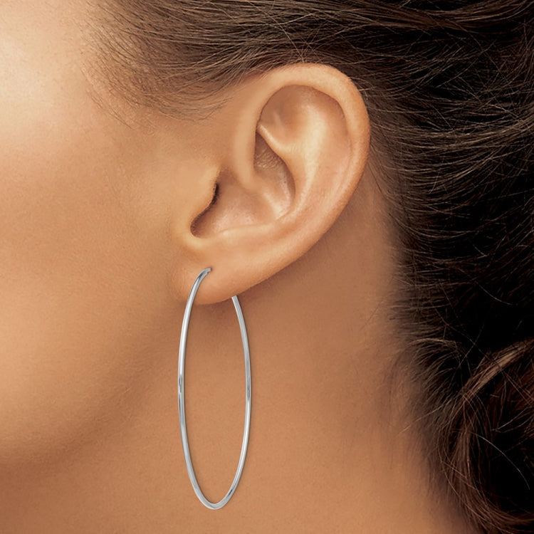 14k White Gold 1.2x54mm Polished Endless Tube Hoop Earrings 14k White Gold 1.2x54mm Polished Endless Tube Hoop Earrings