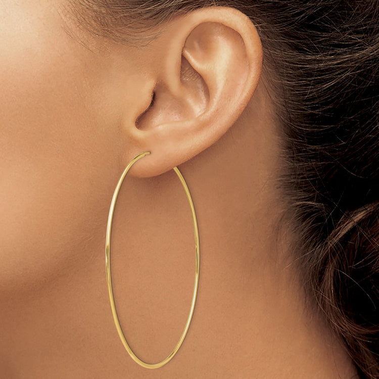 14k 1.2x69mm Polished Endless Tube Hoop Earrings 14k 1.2x69mm Polished Endless Tube Hoop Earrings