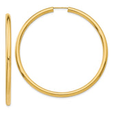 14k 3.00x55mm Polished Endless Tube Hoop Earrings