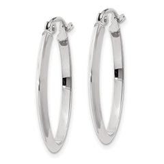 14k White Gold 2x22mm Polished Oval Tube Hoop Earrings 14k White Gold 2x22mm Polished Oval Tube Hoop Earrings