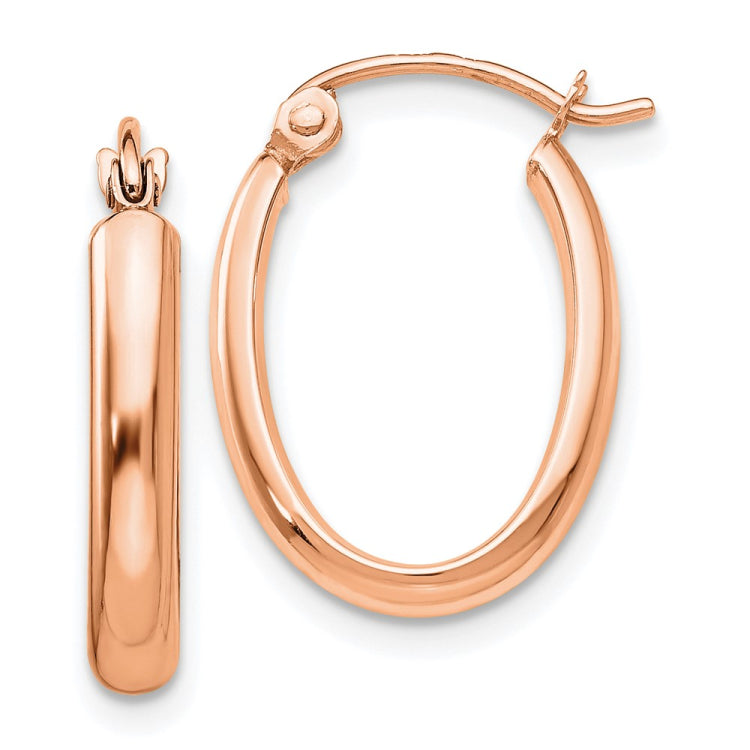 14k Rose Gold Polished Half-Round Oval Hoop Earrings 14k Rose Gold Polished Half-Round Oval Hoop Earrings
