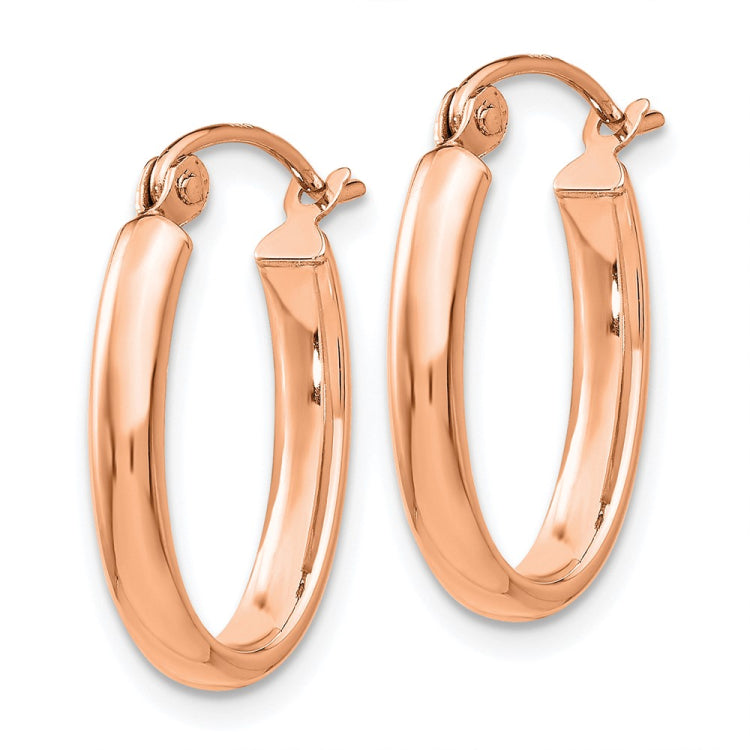 14k Rose Gold Polished Half-Round Oval Hoop Earrings 14k Rose Gold Polished Half-Round Oval Hoop Earrings