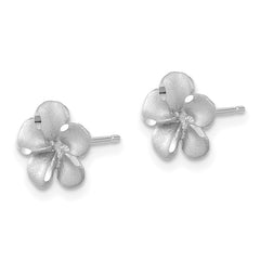 14k White Gold Satin Diamond-cut Plumeria Post Earrings 14k White Gold Satin Diamond-cut Plumeria Post Earrings
