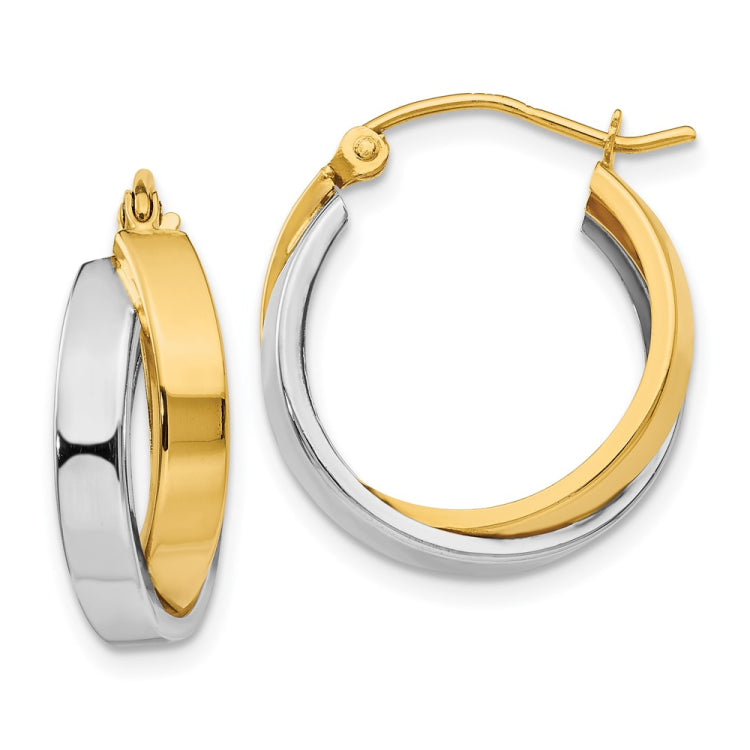 14k Two-tone Polished Double Hoop Earrings 14k Two-tone Polished Double Hoop Earrings