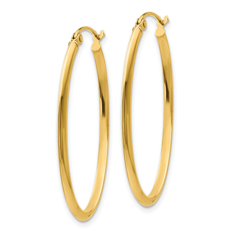 14k 2x35mm Oval Tube Hoop Earrings 14k 2x35mm Oval Tube Hoop Earrings