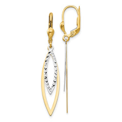 14k Two-tone Diamond-cut Leverback Earrings 14k Two-tone Diamond-cut Leverback Earrings