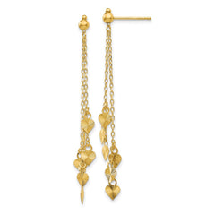 14K Diamond Cut Heart Post Dangle Earrings 14K Diamond Cut Heart Post Dangle Earrings