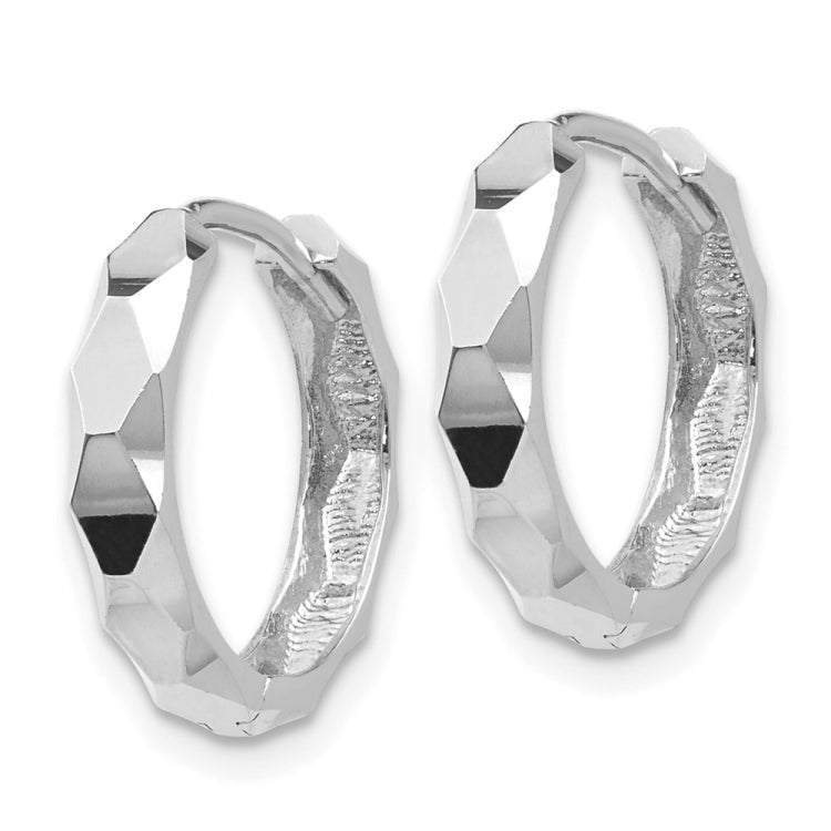 14k White Gold Diamond-cut Hoop Earrings 14k White Gold Diamond-cut Hoop Earrings