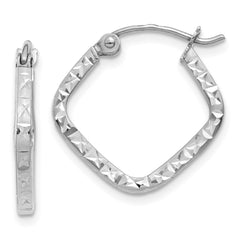 14K White Gold Diamond Cut Squared Hoop Earrings 14K White Gold Diamond Cut Squared Hoop Earrings