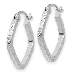 14K White Gold Diamond Cut Squared Hoop Earrings 14K White Gold Diamond Cut Squared Hoop Earrings