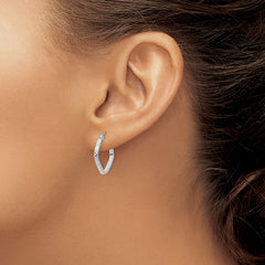 14K White Gold Diamond Cut Squared Hoop Earrings 14K White Gold Diamond Cut Squared Hoop Earrings