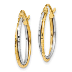 14K Yellow and White Gold Diamond Cut Twisted Hoop Earrings 14K Yellow and White Gold Diamond Cut Twisted Hoop Earrings