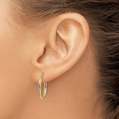 14K Yellow and White Gold Diamond Cut Twisted Hoop Earrings 14K Yellow and White Gold Diamond Cut Twisted Hoop Earrings