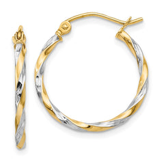 14K & Rhodium Hollow Twisted Hoop Earrings 14K & Rhodium Hollow Twisted Hoop Earrings