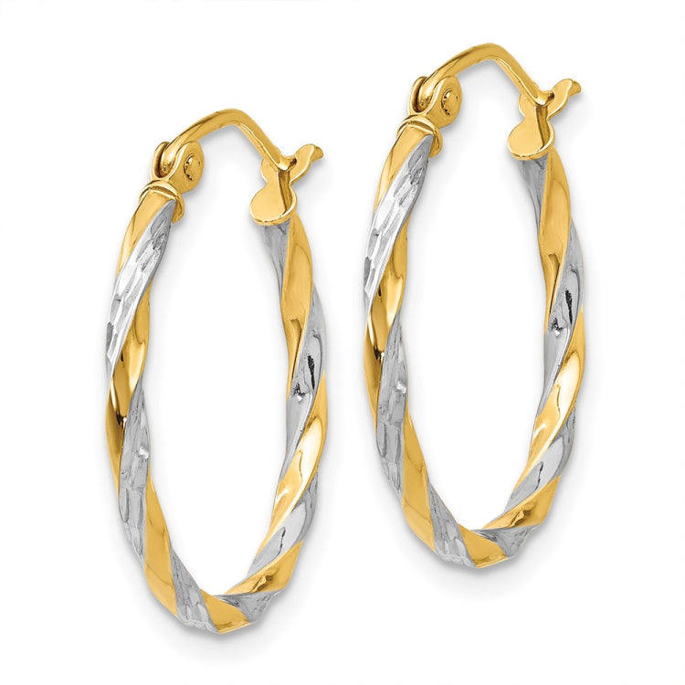 14K & Rhodium Hollow Twisted Hoop Earrings 14K & Rhodium Hollow Twisted Hoop Earrings