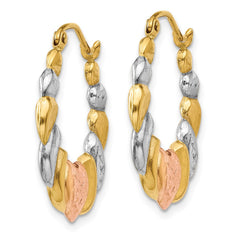 14K & White and Rose Rhodium Scalloped Heart Hoop Earrings 14K & White and Rose Rhodium Scalloped Heart Hoop Earrings