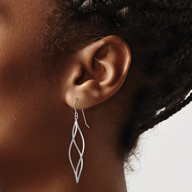 14k White Gold Polished Long Twisted Dangle Earrings 14k White Gold Polished Long Twisted Dangle Earrings