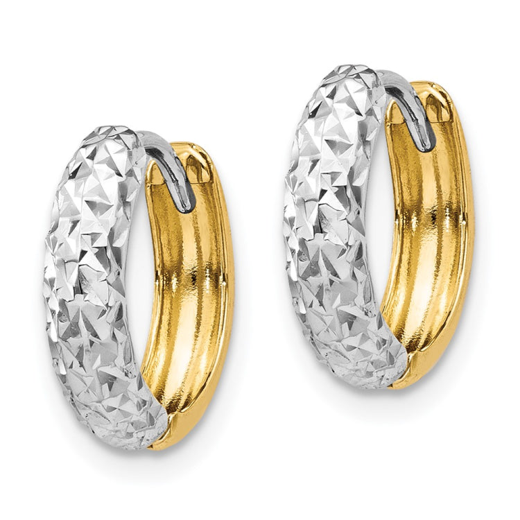 14k Two-tone Diamond-cut Hoop Earrings 14k Two-tone Diamond-cut Hoop Earrings