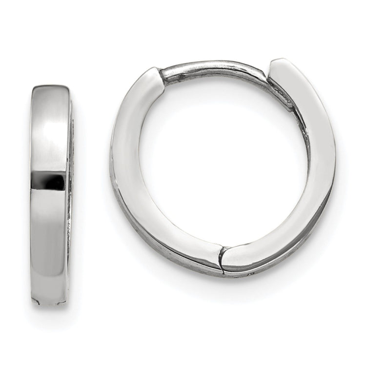 14k White Gold Round Hinged Hoop Earrings 14k White Gold Round Hinged Hoop Earrings