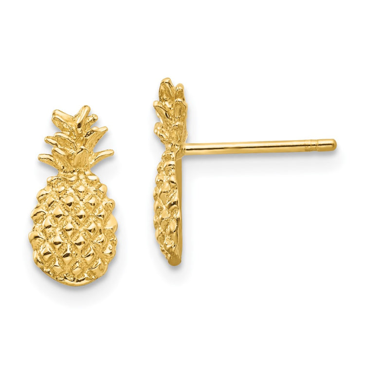 14K Polished and Textured Pineapple Post Earrings 14K Polished and Textured Pineapple Post Earrings