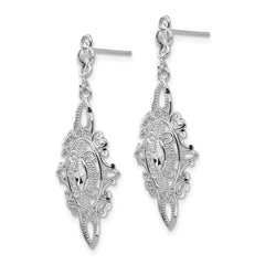 14k White Gold Diamond-cut Filigree Dangle Earrings 14k White Gold Diamond-cut Filigree Dangle Earrings