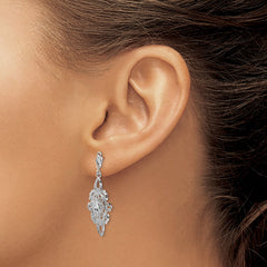 14k White Gold Diamond-cut Filigree Dangle Earrings 14k White Gold Diamond-cut Filigree Dangle Earrings