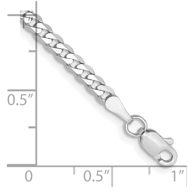 14K White Gold 7 inch 2.9mm Flat Beveled Curb with Lobster Clasp Bracelet 14K White Gold 7 inch 2.9mm Flat Beveled Curb with Lobster Clasp Bracelet
