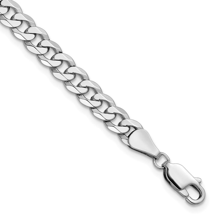 14K White Gold 8 inch 5.75mm Flat Beveled Curb with Lobster Clasp Bracelet 14K White Gold 8 inch 5.75mm Flat Beveled Curb with Lobster Clasp Bracelet