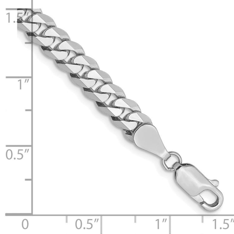 14K White Gold 8 inch 5.75mm Flat Beveled Curb with Lobster Clasp Bracelet 14K White Gold 8 inch 5.75mm Flat Beveled Curb with Lobster Clasp Bracelet
