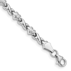 14k White Gold Polished Diamond-cut X-and-Heart 7 inch Bracelet 14k White Gold Polished Diamond-cut X-and-Heart 7 inch Bracelet
