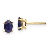 14k 6x4 Oval September/Sapphire Post Earrings
